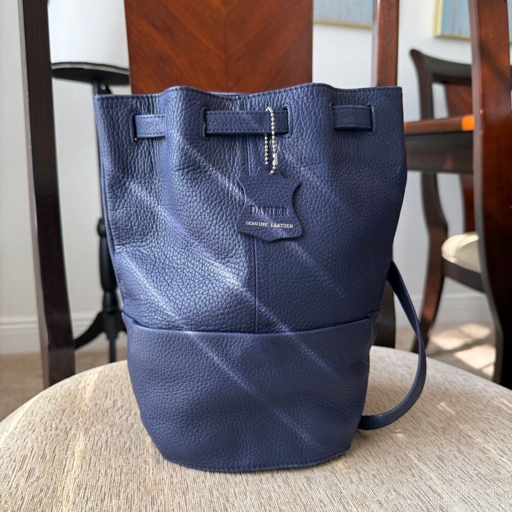 Danier Genuine Leather Blue Backpack Woman Bag Bucket Small Bag Tote